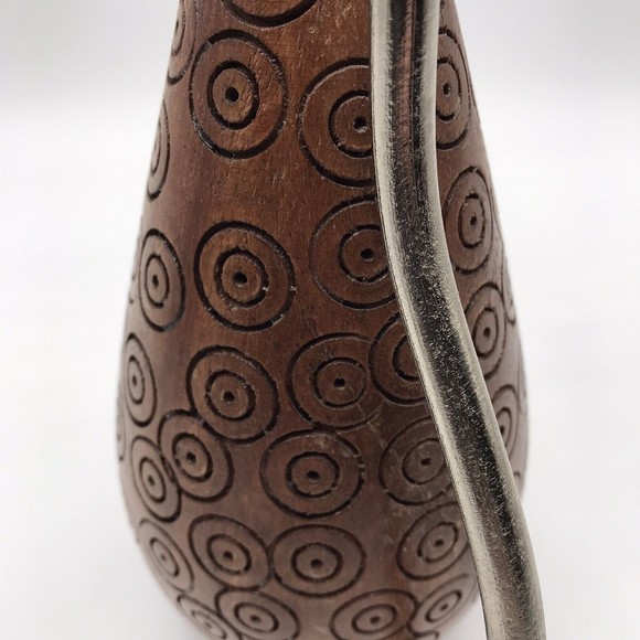 Pier 1 Carved Wood & Metal Cat Figurine Playing Trumpet Horn 10" - Picture 11 of 16